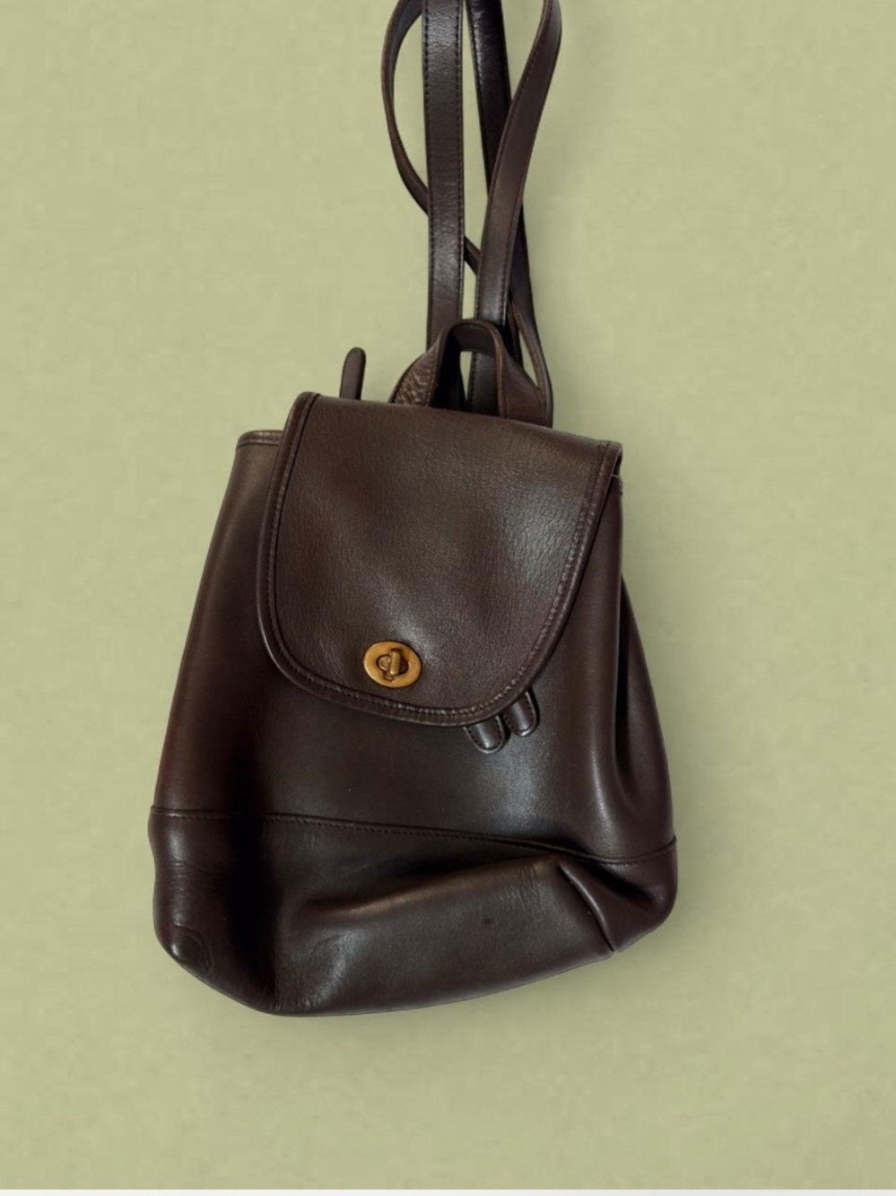 Coach Leather larger daypack in Dark Brown with Turn-Lock Closure